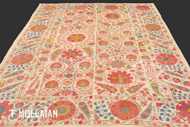 Old Uzbeck Embroidery Suzani Silk Textile n°:90996398